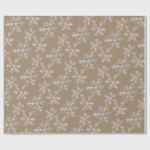 Kraft Rustic Hand-Drawn Icy White Snowflakes Cadeaupapier (Vlak)