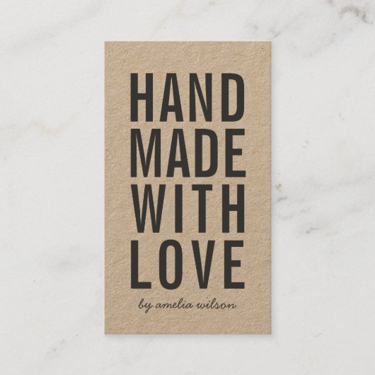 Kraft Rustic handgemaakt met liefde Social Media Visitekaartje (Voorkant)