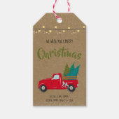Kraft Rustic Kerstmis Truck String Lights Cadeaulabel (Voorkant)