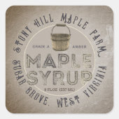 Kraft Rustic Kitchen  Overlay Maple Syrup Vierkante Sticker (Voorkant)