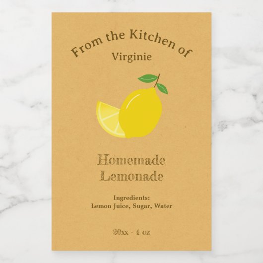 Kraft & Rustic Lemon & Lemonade Étiquette de boute (Étiquettes simples)