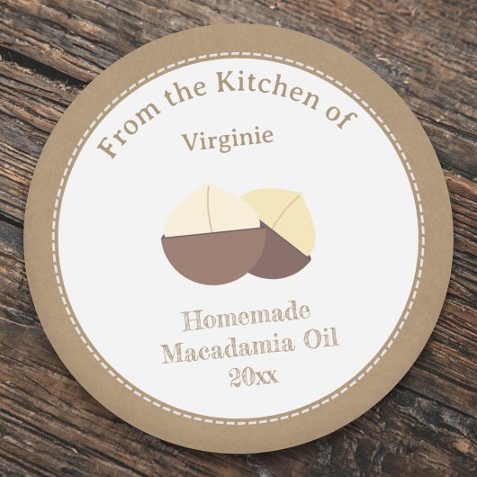 Kraft Rustic Macadamia Oil Label Sticker