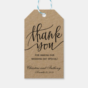 Kraft Rustic Mariage Merci Favoriser les étiquette