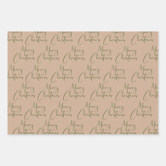Kraft Rustic Merry Black Red Green Inpakpapier Vel (Voorkant 3)