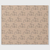 Kraft Rustic Merry-kerstscript Cadeaupapier (Vlak)