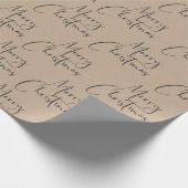 Kraft Rustic Merry-kerstscript Cadeaupapier (Hoek)