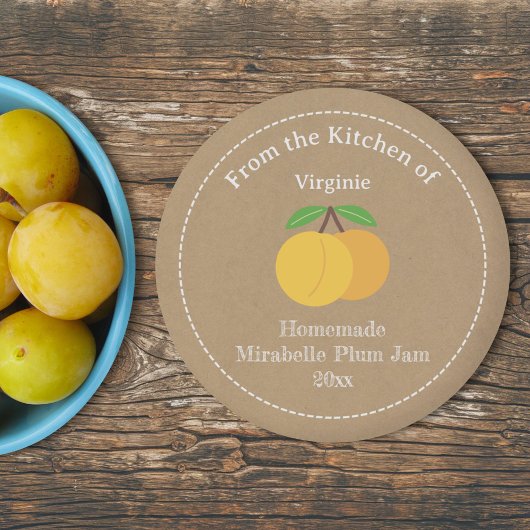Kraft & Rustic Mirabelle Plum Jam Label Sticker