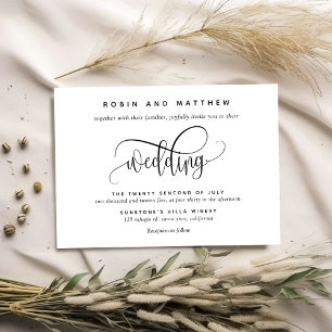 Kraft, Rustic Modern, Elegant Script Wedding Kaart