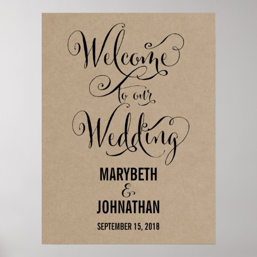 Kraft Rustic Modern We Do Mariage Welcome Poster (Devant)