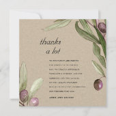 KRAFT RUSTIC OLIVE WATERVERF FOLIAGE WEDING DAN BEDANKKAART (Voorkant)