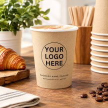 Kraft Rustic Papieren Bekers l Zakelijk logo & Te