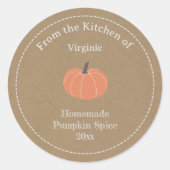Kraft & Rustic Pumpkin Etiket Sticker (Voorkant)