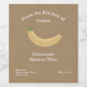Kraft & Rustieke Banaan Wijnfles Label Sticker (Enkel label)