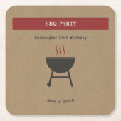 Kraft & Rustieke BBQ Party Verjaardag Onderzetter (Voorkant)