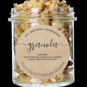 Kraft rustique Étiquette Granola fait maison