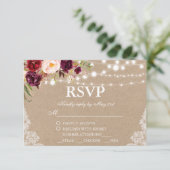 Kraft rustique mariage dentelle florale RSVP avec  (Debout devant)