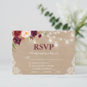 Kraft Rustique Mariage Jar Lights Lace Floral RSVP (Debout devant)