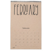 Kraft rustique moderne avec calendrier noir (Feb 2027)