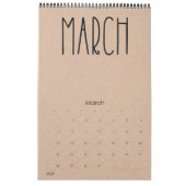 Kraft rustique moderne avec calendrier noir (Mar 2027)