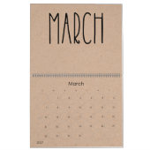 Kraft rustique moderne avec calendrier noir (Mar 2027)