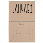 Kraft rustique moderne avec calendrier noir (Jan 2026)