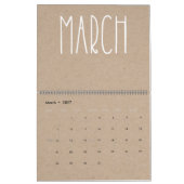 Kraft rustique moderne et calendrier blanc (Mar 2027)
