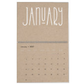 Kraft rustique moderne et calendrier blanc (Jan 2027)