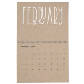 Kraft rustique moderne et calendrier blanc (Feb 2027)