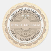 Kraft Scallop Frans Filagree Honeybee Lippenbalsem Ronde Sticker (Voorkant)