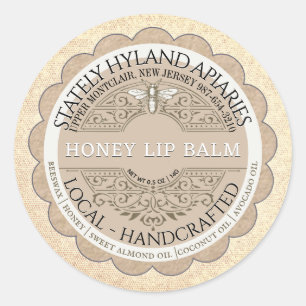 Kraft Scallop Frans Filagree Honeybee Lippenbalsem Ronde Sticker