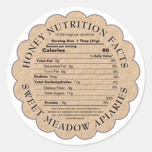 Kraft Scallop Honey FDA Étiquette de la valeur nut (Devant)