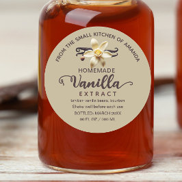 Kraft Script Aangepast Zelfgemaakt Vanille Extract Ronde Sticker