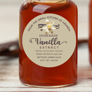 Kraft Script Aangepast Zelfgemaakt Vanille Extract Ronde Sticker