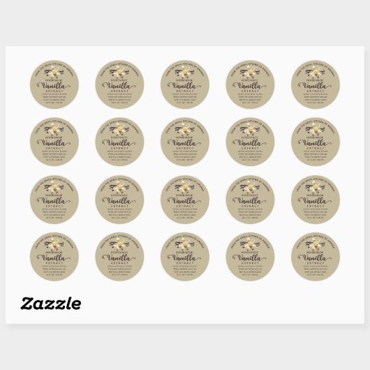 Kraft Script Aangepast Zelfgemaakt Vanille Extract Ronde Sticker (Vel)