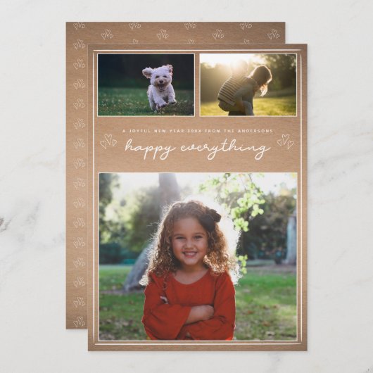 Kraft Script | Carte de collage photo moderne pour (Devant / Derrière)