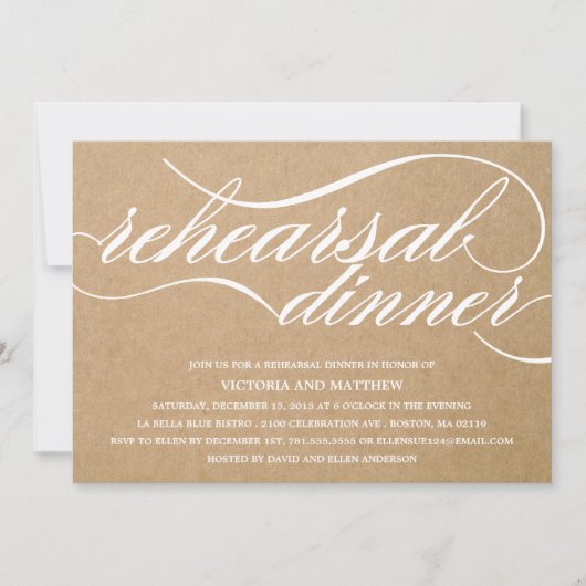 KRAFT SCRIPT | REHEARSAL DINNER INVITE KAART (Voorkant)
