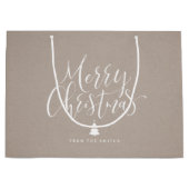 Kraft Simple Calligraphy Merry Kerstry Groot Cadeauzakje (Voorkant)