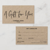 Kraft Simple & Moderne Business Gift Certificate Visitekaartje (Voorkant / Achterkant)