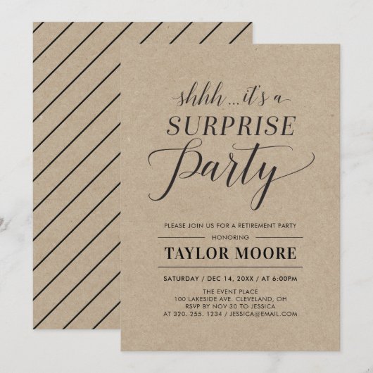 Kraft | Simple Moderne Invitation pour une fête de (Devant / Derrière)