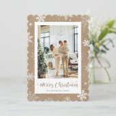 Kraft Snowflake Photo Joyeuse carte de Noël (Debout devant)