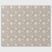 Kraft Snowflakes Merry Kerstscript Aangepast Cadeaupapier (Vlak)