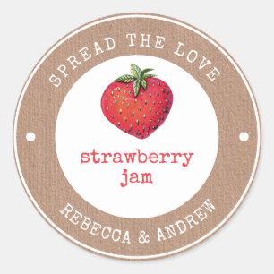 Kraft Spread The Love Aardbeienjam Bruiloftsgesche Ronde Sticker