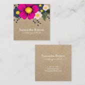 Kraft Square Rustic Waterverf Floral Vierkante Visitekaartje (Voorkant / Achterkant)