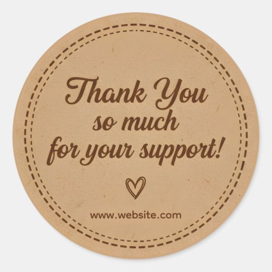 Kraft Stitch Thank You Business Sticker (Devant)