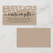 Kraft string lampjes, Black Script, A note on gift Informatiekaartje (Voorkant / Achterkant)