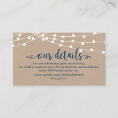 Kraft string lampjes, Navy Blue Script, Onze detai Informatiekaartje (Voorkant)