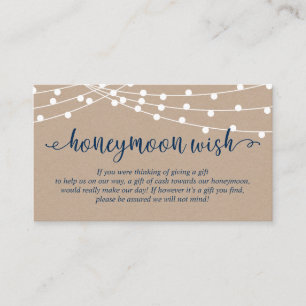 Kraft string light, Navy Blue, Honeymoon Wish Informatiekaartje