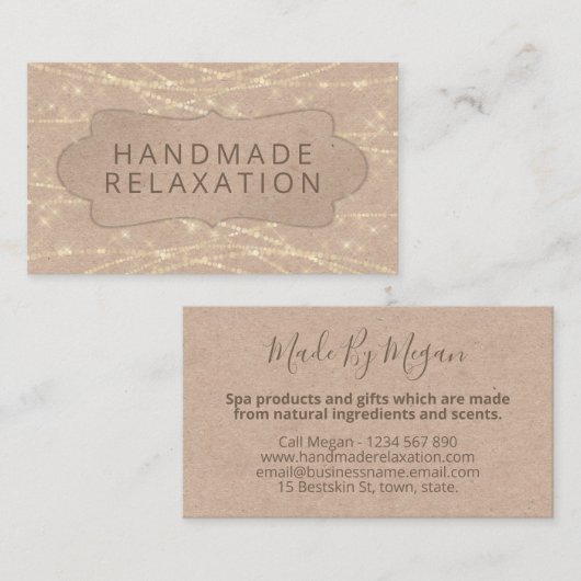 Kraft String Lights Spa Bath Soak Body Butter Soap Visitekaartje (Voorkant / Achterkant)