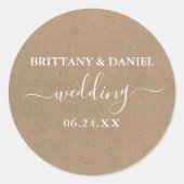 Kraft Style Calligraphy Wedding Envelope Seals Ronde Sticker (Voorkant)