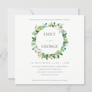 KRAFT SUCCULENT WREATH FAUNA COUPLES SHOWER INVITE BEDANKKAART
